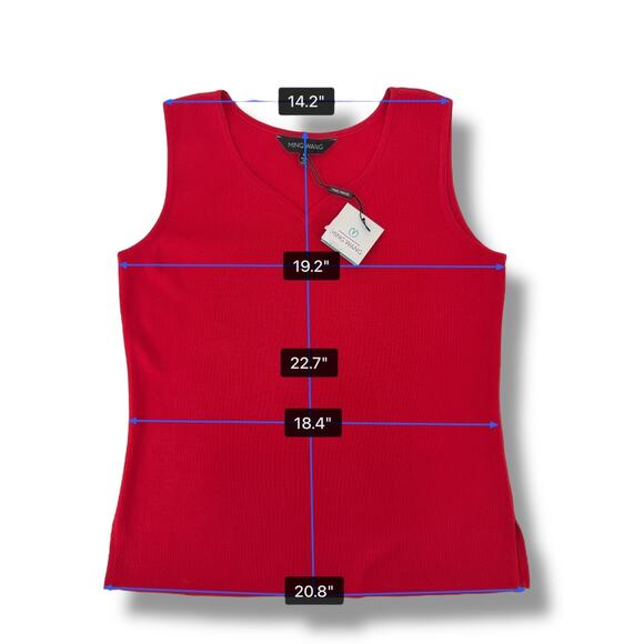 Ming Wang V Neck Acrylic Shell Tank Top Shirt Womens Size Medium Deep Pink Coral - Picture 5 of 7